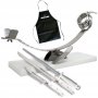 Conjunto jamonero giratorio balancín FCDB y cuchillos jamoneros Riviera Blanc con chaira Arcos