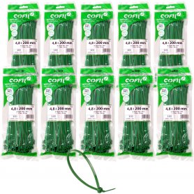 Brida nylon dentada 200x4.8 verde lote de 10 bolsas de 100 unidades/bolsa Kabra