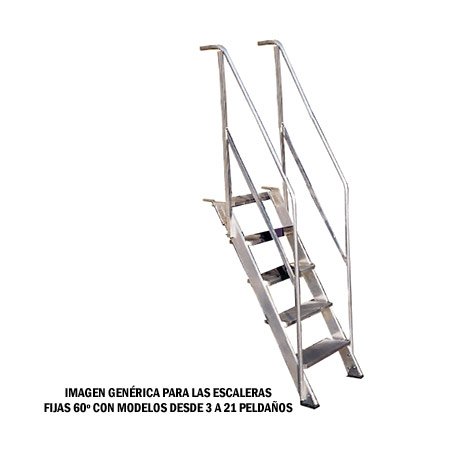 Escalera fija de apoyo con pasamanos inclinación 60º 17 peldaños Plabell