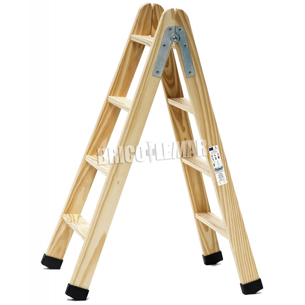 Escalera de tijera en madera y doble subida de 3 Peldaños hasta 150kg