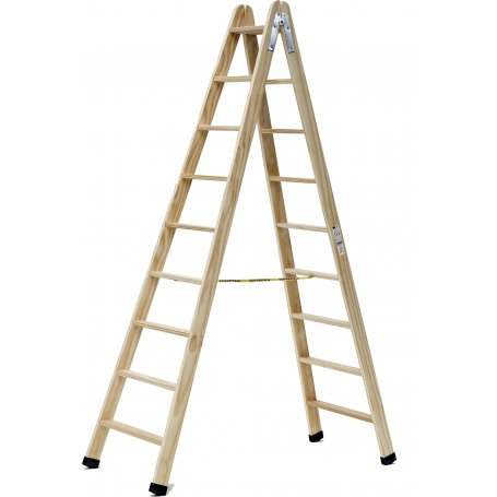 Escalera de madera de pintor profesional en tijera 9+9 peldaños Plabell