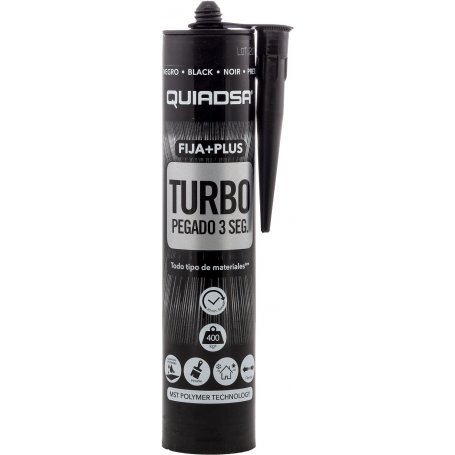 Adhesivo Fija+Plus Turbo pegado 3 segundos negro 290ml Quiadsa