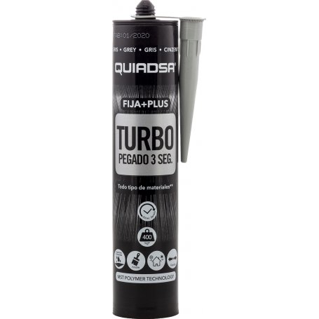 Adhesivo Fija+Plus Turbo pegado 3 segundos gris 290ml Quiadsa