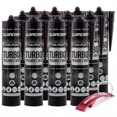 Adhesivo Fija+Plus Turbo negro caja de 12 cartuchos de 290ml Quiadsa