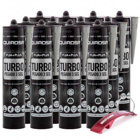 Adhesivo Fija+Plus Turbo gris caja de 12 cartuchos de 290ml Quiadsa