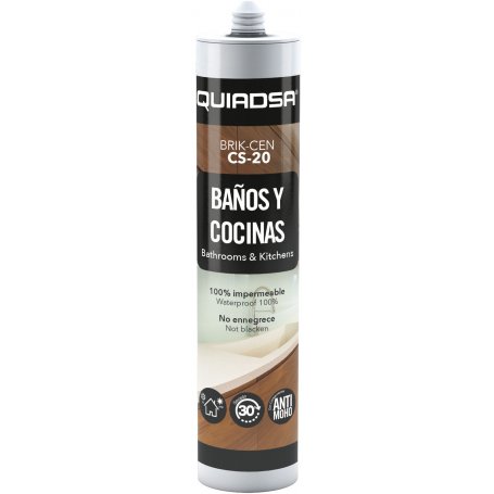 Sellador de silicona Baños y Cocinas BRIK-CEN CS-20 blanco 280ml Quiadsa