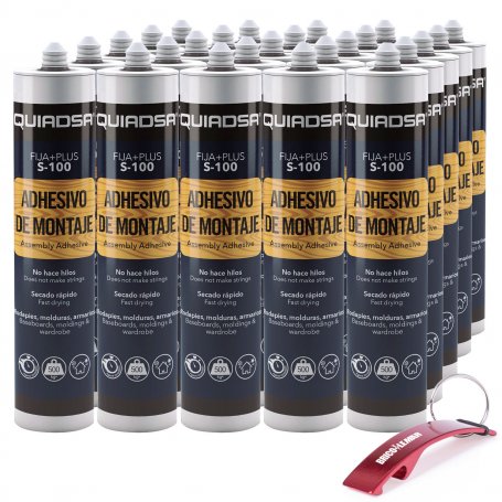 Adhesivo de montaje FIJA+PLUS S-100 caja de 25 cartuchos de 300ml Quiadsa