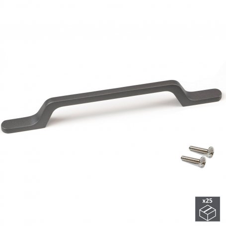 Set de 25 tiradores para muebles Osaka intereje 128mm aluminio gris oscuro Emuca