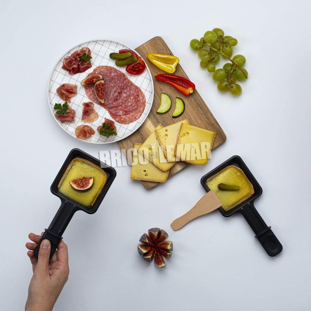 ▷ Comprar Raclette 2 personas 2 en 1 grill roja antiadherente 400W Wë