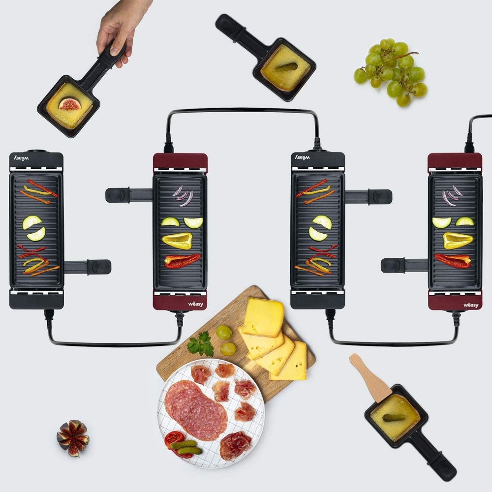 ▷ Comprar Raclette 2 personas 2 en 1 grill negra antiadherente 400W W