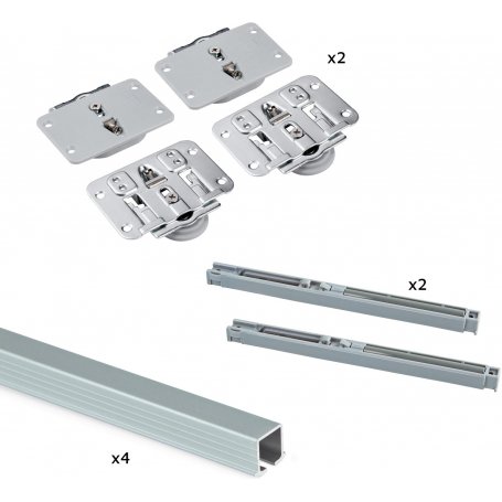 Sistema Flow para 2 puertas correderas de madera apoyadas acero y aluminio anodizado Emuca