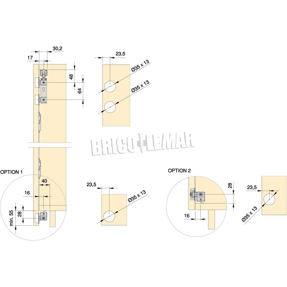 Kit de herrajes para armario de 2 puertas correderas plegables y cierre  suave Twofold, para 4 tableros no incluidos, Con guiador, Anodizado mate