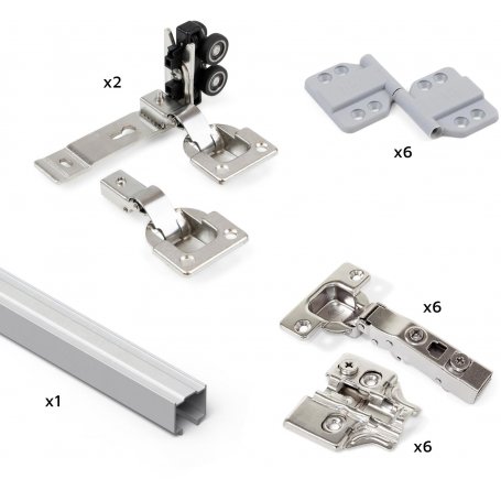 Sistema Twofold para 2 puertas correderas de madera colgadas y plegables aluminio anodizado Emuca