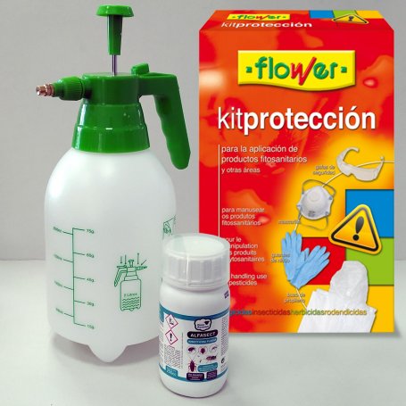 Insecticida de plagas Alfasect 250cc Flower + pulverizador a presión 2L + set de protección