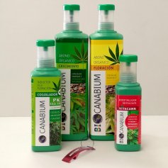 Set de 4 productos esenciales para el cultivo de plantas de cannabis Canabium
