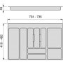 Cubertero para cajón de cocina módulo 800mm plástico gris Emuca