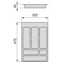 Cubertero Optima para cajón de cocina Vertex/Concept 500 módulo 400mm tablero 16mm gris antracita Emuca