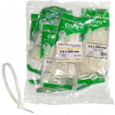 Brida nylon blanca 450x7.6 lote de 10 bolsas de 100 unidades Kabra