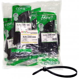 Brida nylon negra 200x3.6 lote de 10 bolsas de 100 unidades Kabra