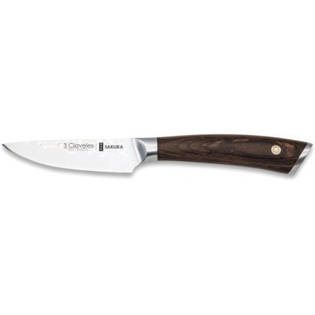 Cuchillo verduras Sakura 9cm acero inoxidable mango madera de Pakka forjado martillado 3 Claveles