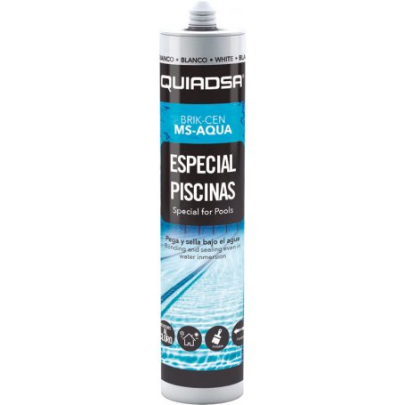 Sellador adhesivo MS Especial Piscina BRIK-CEN MS-AQUA Quiadsa 290ml blanco