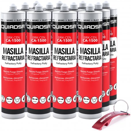 Masilla refractaria BRIK-CEN CA-1500 Quiadsa caja de 12 cartuchos de 300ml negro