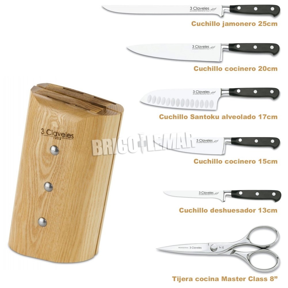 SET 5 CUCHILLOS + TIJERA BASE MADERA KITCHEN CRAFT