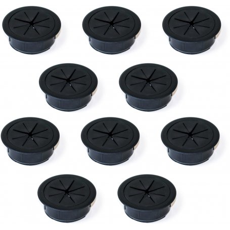 Lote de 10 pasacables Roundot para mesa plástico negro