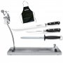 Kit jamonero giratorio plegable inox + cuchillos Forgé jamonero y deshuesador + chaira 3 Claveles