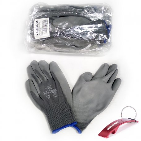 12 pares de guantes de poliuretano dorso nylon oscuro talla 8 Cipisa