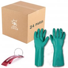 24 pares de guantes nitrilo flockado verde talla 8 Cipisa