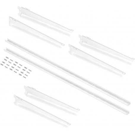 Kit de perfiles de fijación a pared y soportes para estante Jagmet 380mm acero pintado blanco Emuca