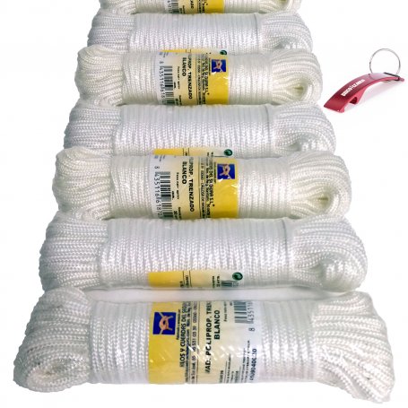 Lote de 30 madejas cuerda polipropileno trenzado de 20m blanco HCS