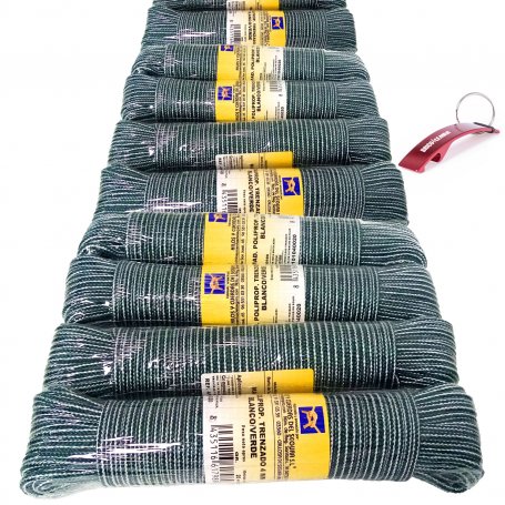 Lote de 30 madejas cuerda polipropileno trenzado de 20m blanco-verde HCS