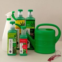 Set de 4 productos esenciales Canabium para el cultivo de cannabis + pulverizador 1L + regadera 2L