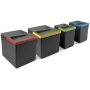 Contenedores para cajón de cocina Recycle altura 216 2x12+2x6 plástico gris antracita Emuca