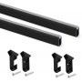 Kit de barra para armario Silk 0,75m aluminio y plástico negro Emuca