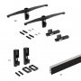 Kit Zero de soportes para estantes de madera y barra de colgar negro texturizado Emuca