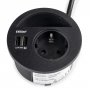 Conector y pasacables Circle 80 con puertos USB plástico pintado negro Emuca