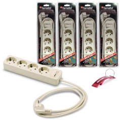 Pack de 4 bases múltiples de 4 tomas con interruptor TT Lateral 16A 250V cable 1,5m Famatel