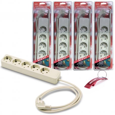 Pack de 4 bases múltiples de 5 tomas TT Lateral 16A 250V cable 1,5m Famatel