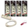 Pack de 4 bases múltiples de 3 tomas con interruptor TT Lateral 16A 250V~ cable 1,5m Famatel