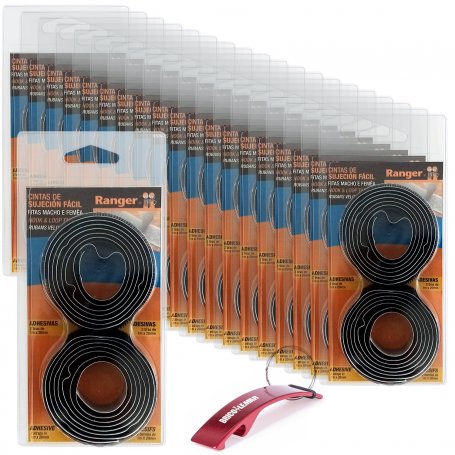 Caja de 20 cintas adhesivas de sujecion facil tipo velcro negra 20mmx1m/und Miarco