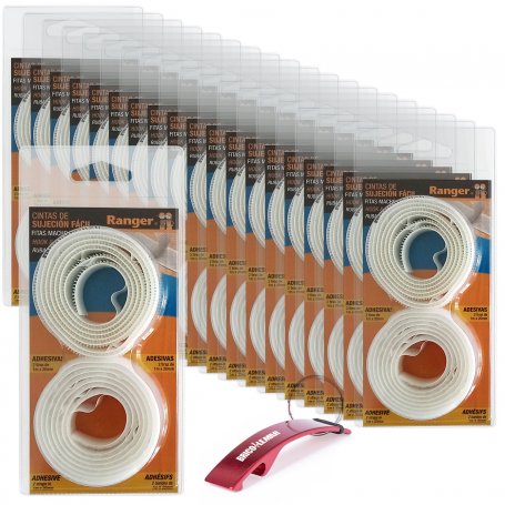 Caja de 20 cintas adhesivas de sujecion facil tipo velcro blanca 20mmx1m/und Miarco