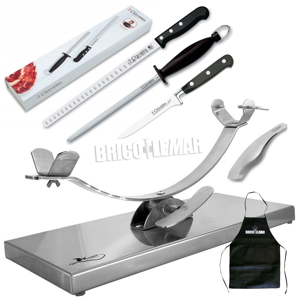 ▷ Comprar Kit jamonero giratorio plegable inox + cuchillos Forgé