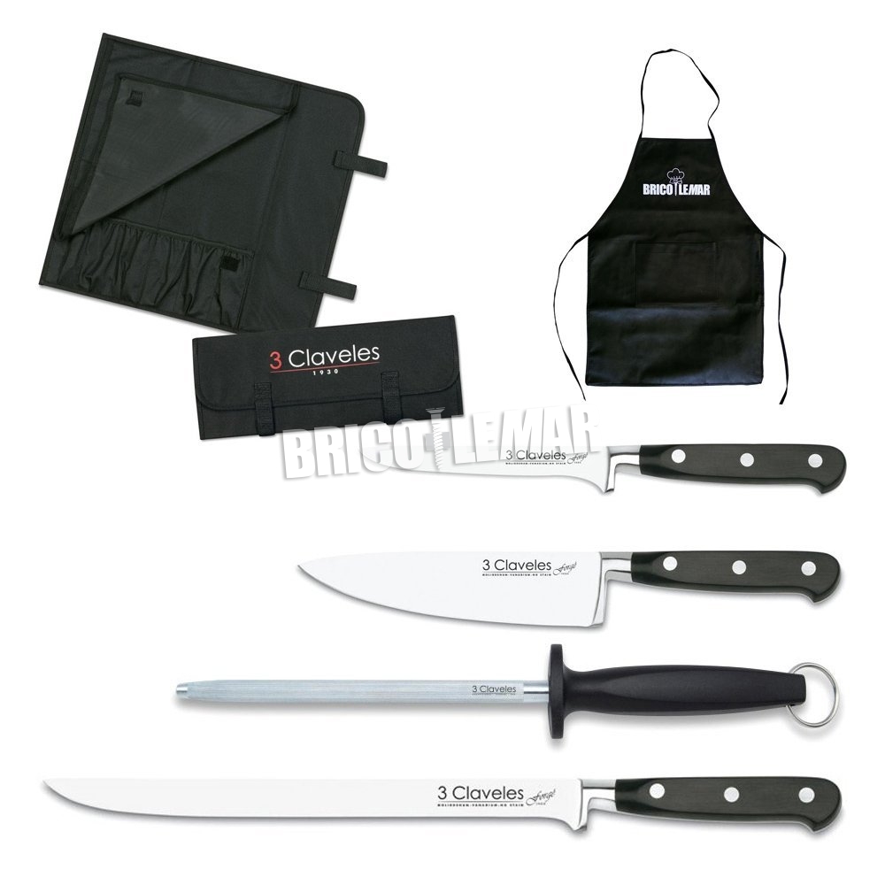 Set cuchillo jamonero + chaira 3 claveles •