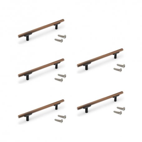 Lote de 5 tiradores para mueble Riad, L168mm, intereje 128mm, Aluminio, Bronce - Emuca