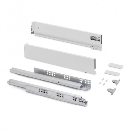 Cajón exterior Vertex con regulación 3D de altura 93mm, 40kg, profundidad 300mm, Acero, Pintado blanco - Emuca