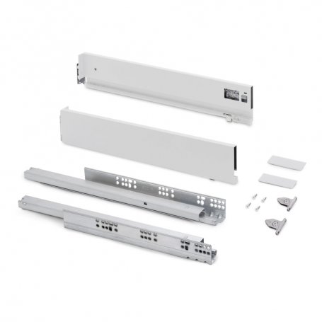 Cajón exterior Vertex con regulación 3D de altura 93mm, 40kg, profundidad 400mm, Acero, Pintado blanco - Emuca
