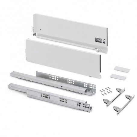 Cajón exterior Vertex con regulación 3D de altura 178mm, 40kg, profundidad 400mm, Acero, Pintado blanco - Emuca